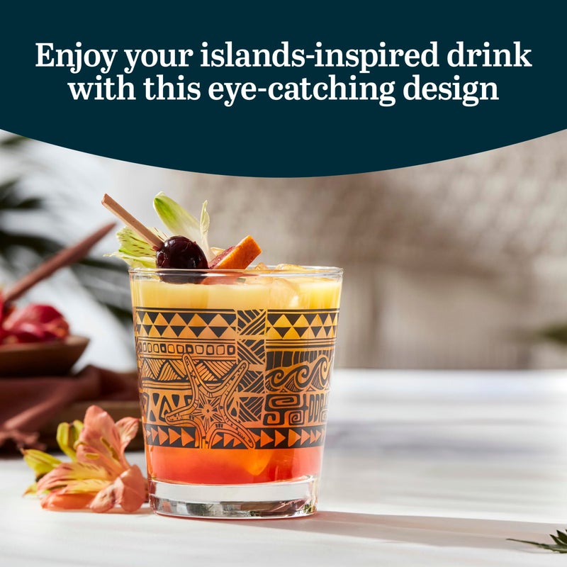 Libbey Tiki Rocks Glasses Set, Vintage-style Glassware Drinking Glasses Set of 4, Exotic, Dishwasher Safe Glasses for Backyard Luau or Pool Party - Image 2